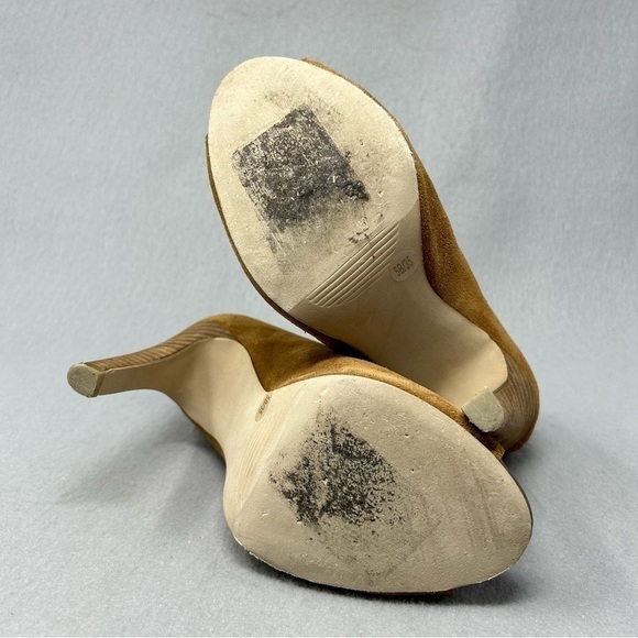 Julianne Hough Camel Suede Women's Angela Zip Open Toe Booties Sz 5B - Picture 11 of 11